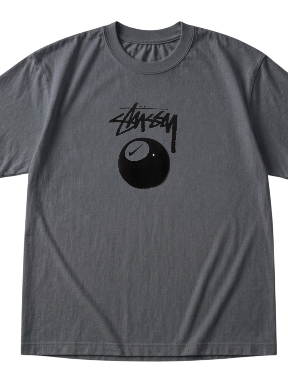 Stussy Ball Graphic Gildan T-Shirt Dark Gray Cotton Shirt